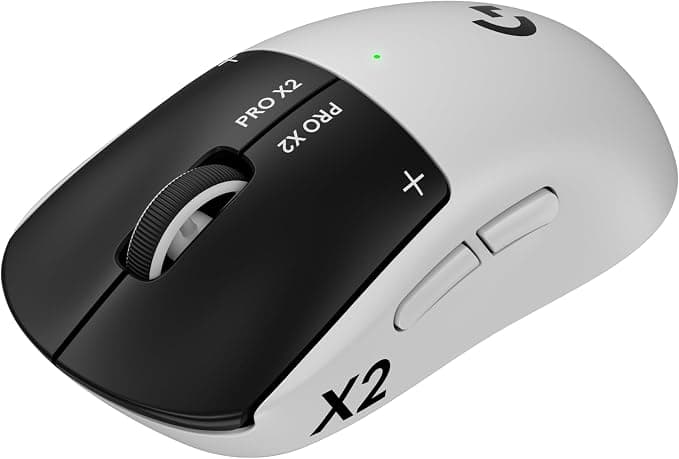 Logitech G Pro X2 SUPERSTRIKE, Ratón inalámbrico Lightspeed para Gaming | Rendimiento ultrarrápido, ultraligero (61 g), tecnología háptica, clic personalizable, carga USB-C, PC/Mac/portátil (Blanco)