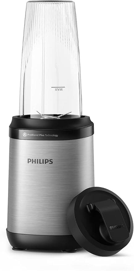 Philips 5000 Batidora de Vaso ProBlend Plus, 800W, 0,7L, Acero inoxidable | Batidora personal, Vaso de Tritan 700 ml, ProBlend Plus, batidora smoothie, apta para lavavajillas, app HomeID (HR2764/00)