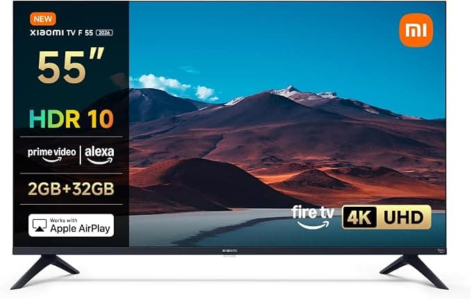 XIAOMI TV F 55, 55 Pulgadas (140 cm), 4K UHD, Smart TV, Fire OS8, Control por Voz Alexa, HDR10, MEMC,Modo Game Boost 120Hz, Compatible con Apple Air