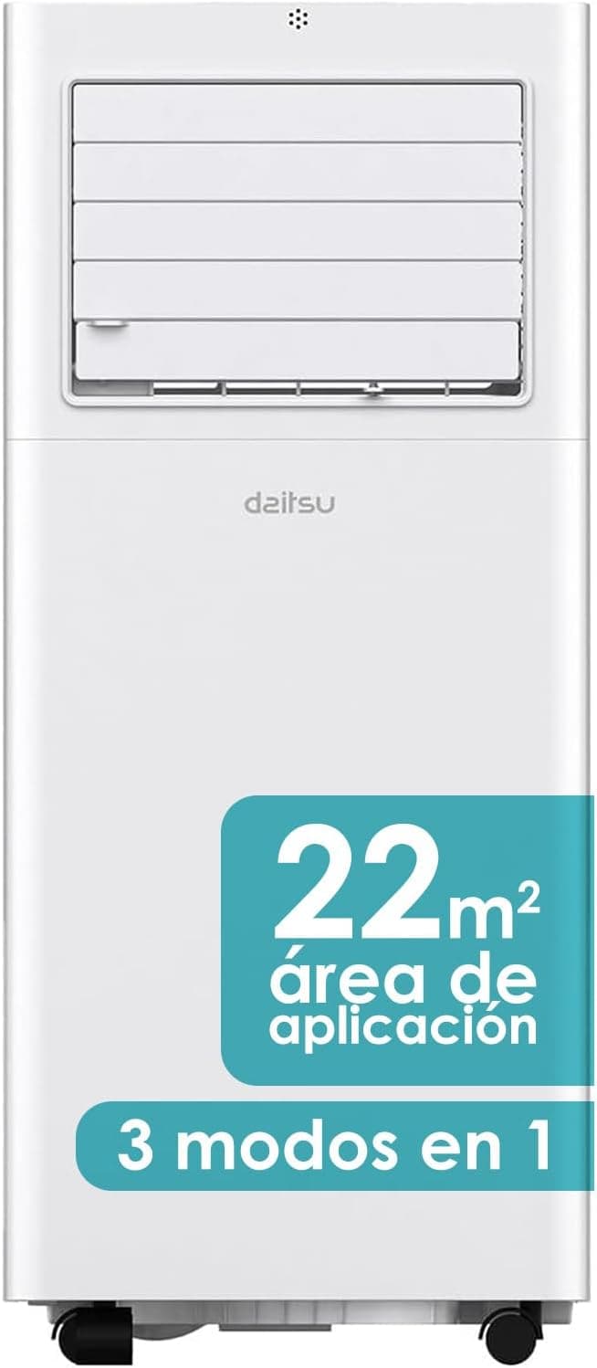 Daitsu - Aire Acondicionado Portátil Alisios APD09FX | 3 en 1: Frío, Deshumidificador y Ventilador | Mando a Distancia | Silencioso y Compacto | Para Hogar u Oficina hasta 22m²
