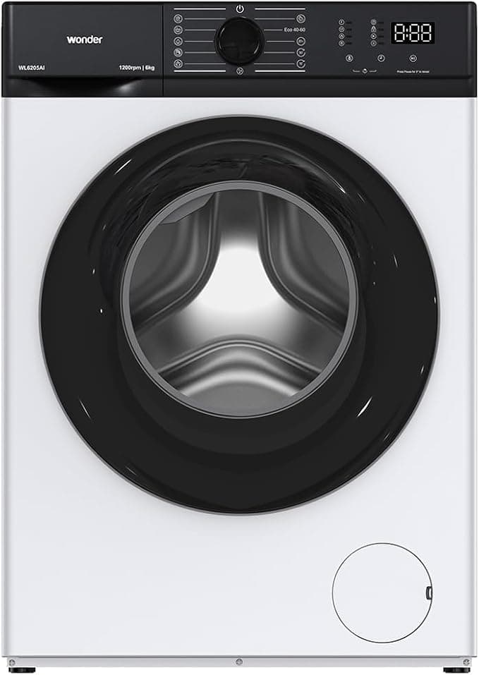 Wonder Lavadora 6 kg Carga Frontal, Blanco, WL6205AI. 1200 rpm, Motor Inverter, 12 Programas, Eco-logic System, Tambor Acero Inoxidable, Clase de Eficiencia Energética A-10
