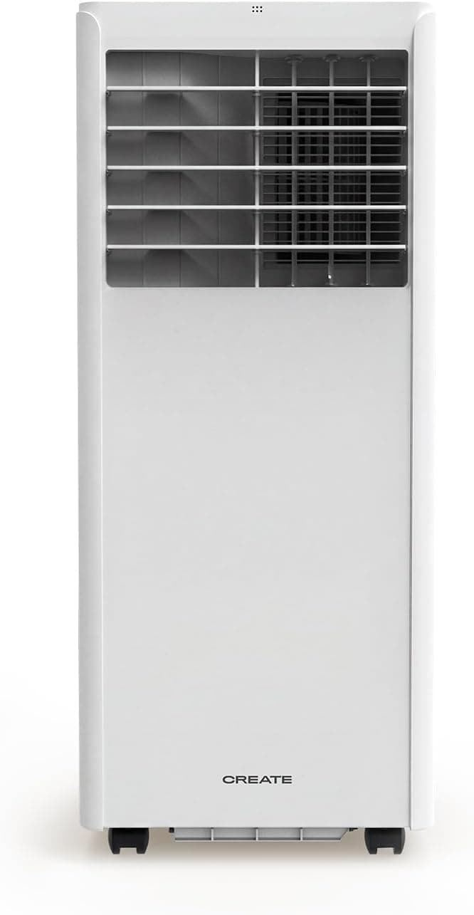 CREATE/SILKAIR 5000 / Aire acondicionado portátil 3 en 1 5000 BTU con deshumidificador 27L/día/Con kit de extracción para ventana corredera y abatible, estancias hasta 12m², temporizador, 550W
