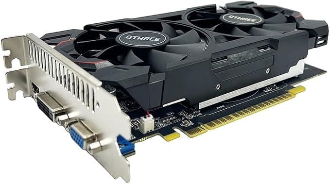 QTHREE GTX 750 4GB Tarjeta gráfica, GDDR5 128 bits, Doble Ventilador, HDMI, VGA, DVI, Tarjeta de vídeo PC, bajo Perfil, GPU de Ordenador, Bajo Consumo, PCI Express x16, DirectX 12