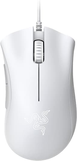 Razer Ratón para juegos DeathAdder Essential, Sensor óptico, 6400 DPI, 5 Botones programables, Interruptores mecánicos, Agarres laterales de goma, Color Blanco