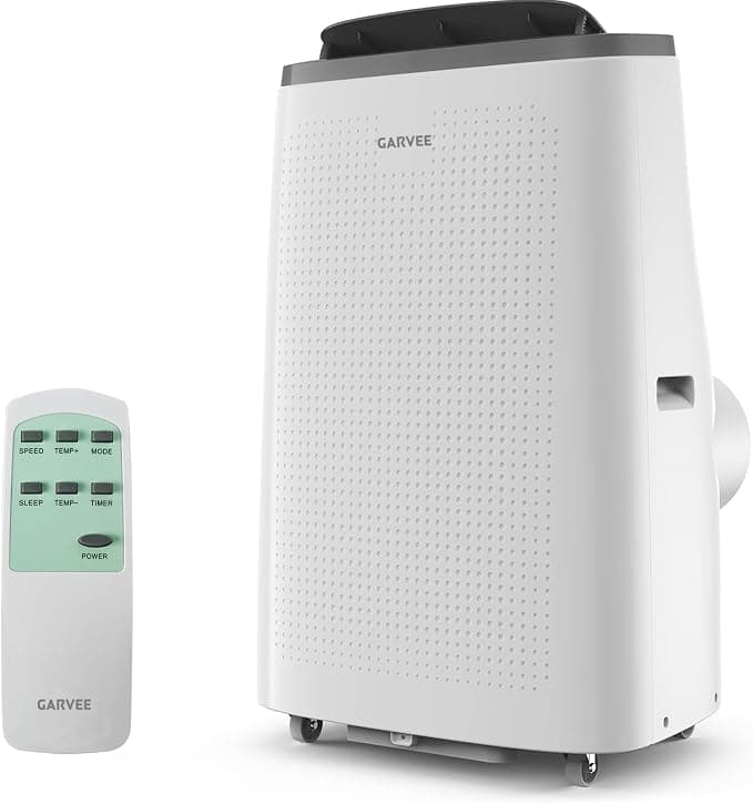 Garvee 14000 BTU Portable Air Condit - Refrigeración, deshumidificación y ventilador 3 en 1 para habitaciones de hasta 750 metros cuadrados Ft | Modo de descanso silencioso | Temporizador