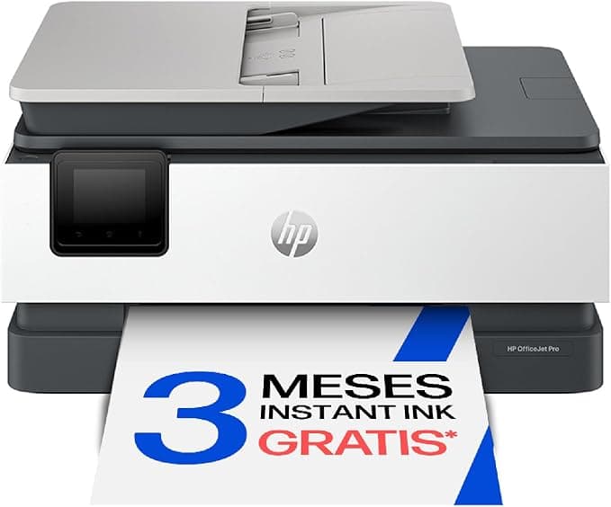 HP OfficeJet Pro 8122e, Impresora multifunción Profesional de Tinta A4 a Color, Copia, Escáner, Mobile Fax, Wi-Fi, Impresión a Doble Cara automática, 3 Meses de impresión Instant Ink, Gris