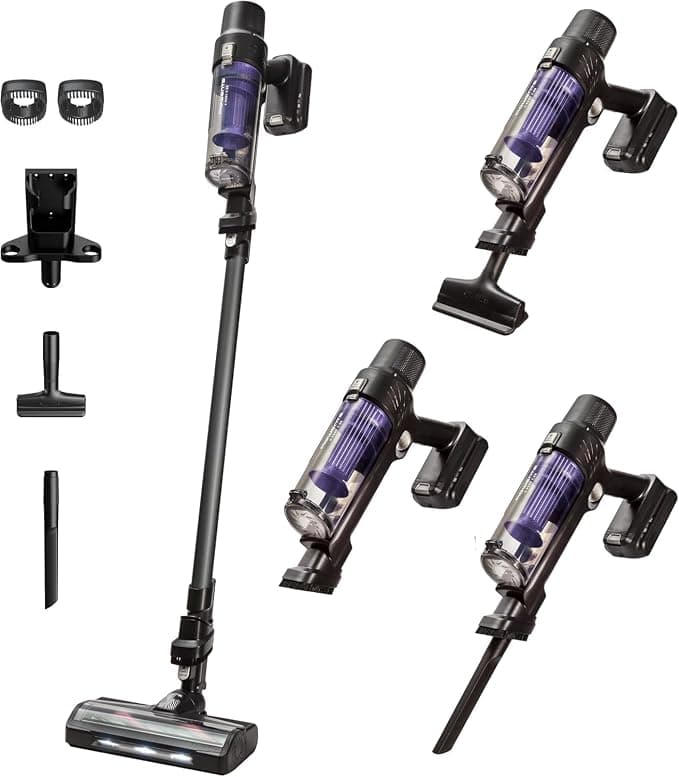 Rowenta X-Pert 7.60, Aspiradora Escoba Sin Cable, Negra | Batería 45 min, Motor 140W, Filtro HEPA, Diseño ergonómico, Limpieza multisuperficie con accesorios y luz LED, RH6A33