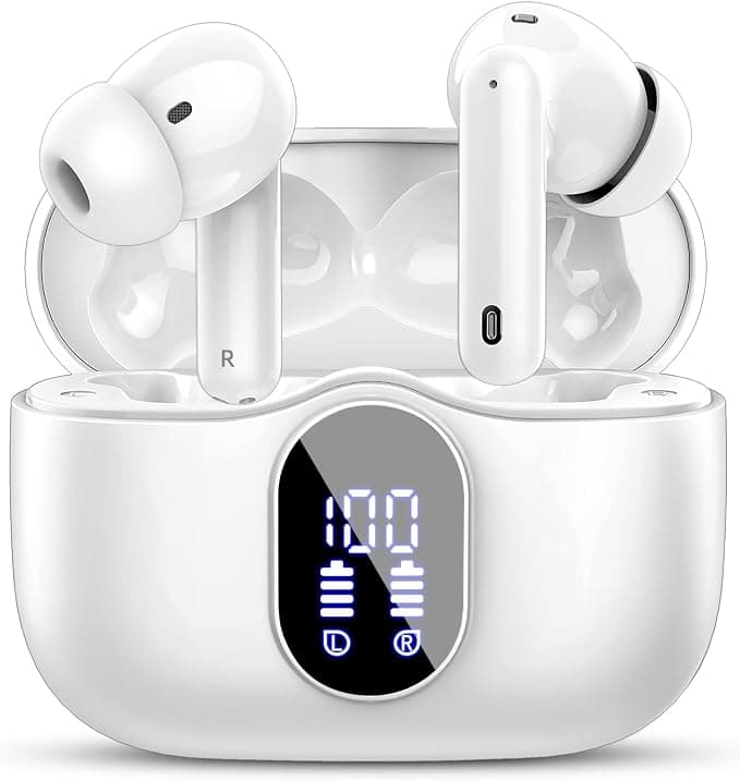 Auriculares Inalámbricos Bluetooth, Auriculares Bluetooth 5.3, HiFi Estéreo | Reducción de Ruido, HD Micrófono, Pantalla LED, 13 mm Controlador dinámico, IP7 Impermeable 36H Cascos Inalambricos