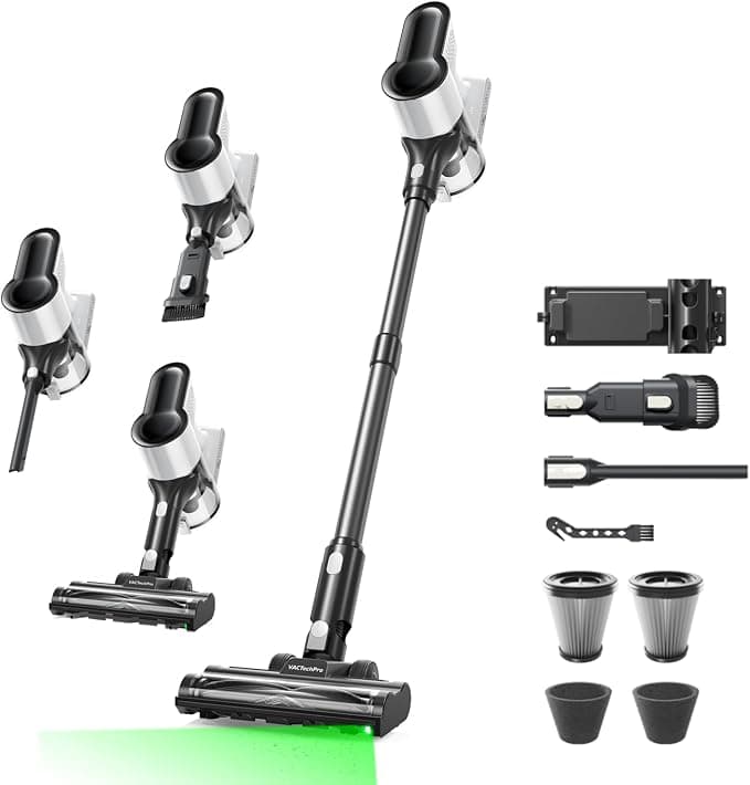 550W/50Min/50KPA Aspiradora sin Cable F02 Lite, Escoba Aspirador sin Cable | Aspirador sin Cable con Filtración de 8 Capas, Aspirador Vertical per Pavimenti/Tappeti/Peli, Aspiradora, Negro Y Blanco