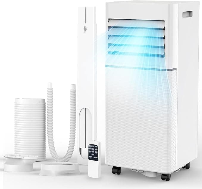 Electactic Climatizador portátil 10000 BTU silencioso para dormitorio, oficina y espacios pequeños, refrigeración 3 en 1, deshumidificador y ventilador, evaporación automática, 2 velocidades
