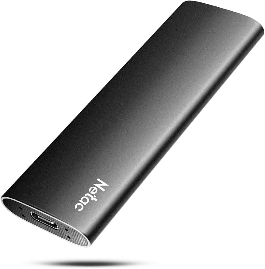 Netac 1TB Disco Duro Externo SSD USB 3.2 Tipo-C Gen 2 Portátil Unidad de Estado Sólido,Negro