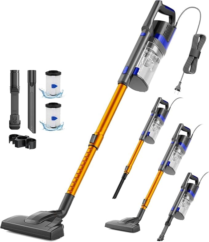 VACTechPro 60KPa/680W/7M Aspiradora, Aspiradora con Cable | 800ML Cubo de Basura, Aspirador con Diseño Ergonómico del Mango, Aspirador con Cable para Suelos Duros
