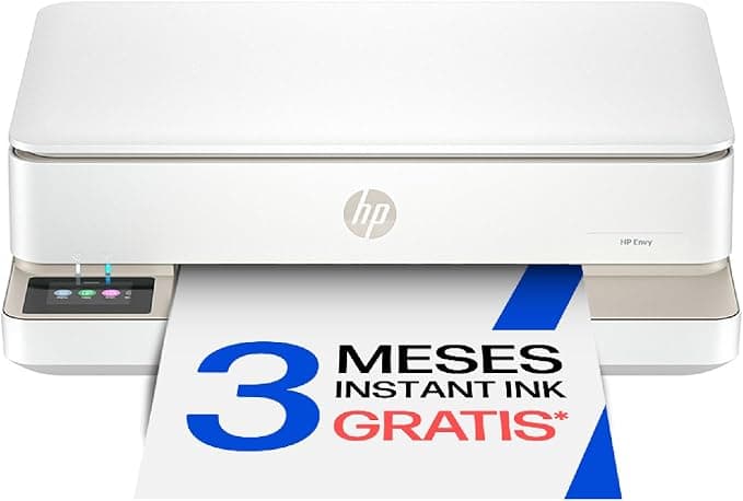 HP Envy 6120e 714L8B, Impresora multifunción de inyección de Tinta A4 a Color, Conexión Wi-Fi, Impresión a Doble Cara automática, hasta 10 ppm, 3 Meses de impresión Instant Ink, Blanca