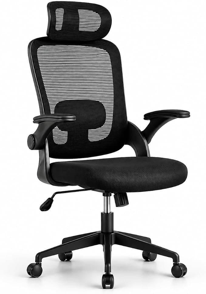 Silla de Oficina | Escritorio o Estudio Ergonómica con Ruedas | Reposacabezas y Reposabrazos Ajustables | Soporte Lumbar | Respaldo de Malla Transpirable | Altura Regulable | Ideal casa o Trabajo