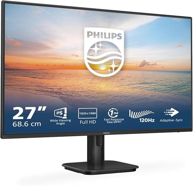 PHILIPS 27E1N1100A Monitor 27 Pulgadas 120Hz Panel IPS, 4ms GtG, Altavoces, (1920x1080 HDMI 1x 1.4) Negro