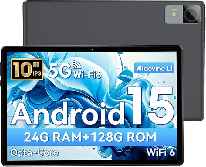 Tablet 10 Pulgadas, Tableta Android 15, Unisoc T30 Quad-Core, 18 GB RAM + 128 GB ROM + 1 TB TF, Pantalla HD IPS 1280x800, Cámara Dual 5MP + 8MP, 6000 mAh, WiFi 6, BT 5.0, Widevine L1, GPS (Z90)
