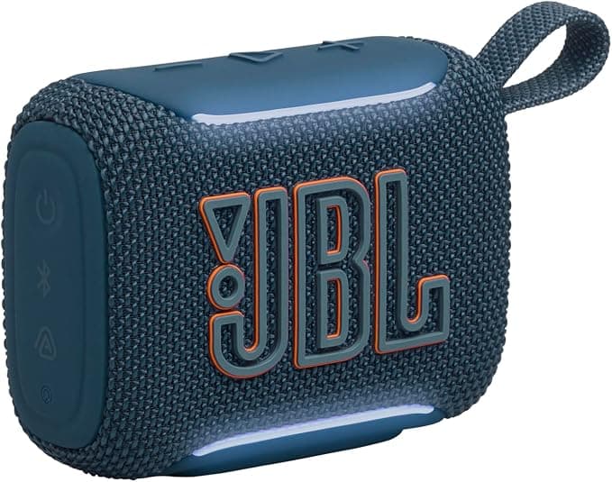JBL Go 5, Altavoz Ultraportátil Bluetooth, Resistente al Agua, Azul | Potente JBL Pro Sound, AirTouch Pairing, Auracast, Iluminación Ambient Edge, Bluetooth 6.0 y hasta 10 Horas de Reproducción