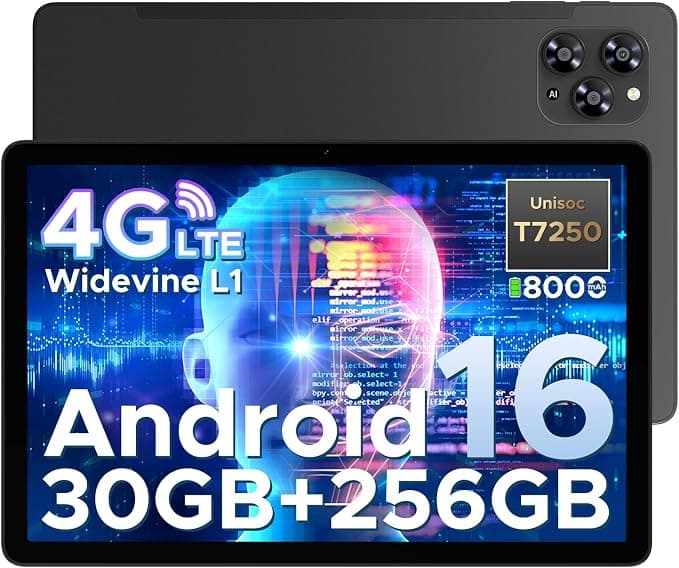 Tab G6 Android 16 Tablet 11 Pulgadas, 30GB+256GB/2TB, 4G LTE Dual, Octa-Core Batería 8000mAh Tablets, Pantalla HD+ 90Hz Tablet con Tarjeta Sim, Cámara 13MP, Gemini AI/Face ID/5G WiFi/GPS/3.5mm Audio