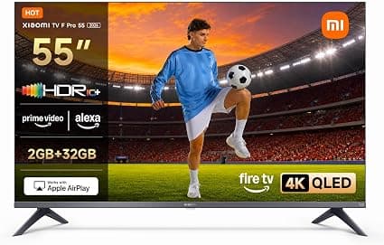 XIAOMI TV F Pro 55, 55 Pulgadas (140 cm), 4K UHD QLED, Smart TV, Fire OS8, Control por Voz Alexa, HDR10+, Modo Game Boost 120Hz, MEMC, 2GB+32GB, Compatible con Apple AirPlay