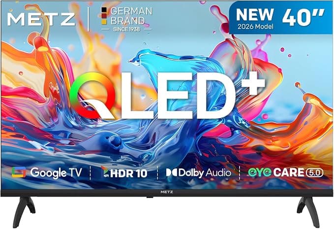Metz TV 40 Pulgadas Smart TV, Televisor 40” QLED, HDR10, Dolby Audio, Chromecast Integrado, WiFi, Bluetooth 5.1, HDMI 2.1, DVB-T2/S2/C, Ci+, 40MQH7000Y (Modelo 2026)