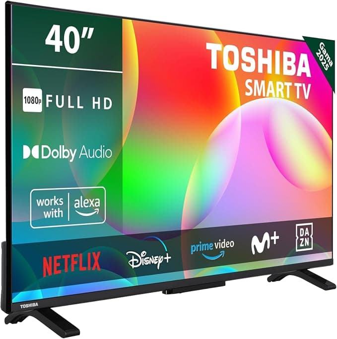 Toshiba 40LV2563DG Smart TV de 40", con Resolución Full HD (1920 x 1080), HDR, Compatible con Asistente de Voz Alexa y Google