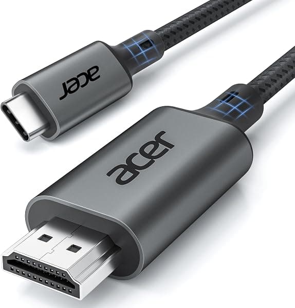 Acer Cable USB C a HDMI 4K@60Hz, Thunderbolt 3/4 Cable | Tipo C a HDMI 2.0, Compatible con iPhone 16/17 Pro Max, MacBook Air/Pro, Surface Pro, Galaxy S26 Ultra - 2 Metros