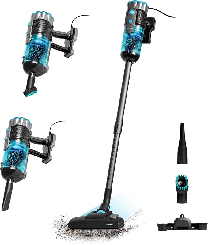 Cecotec Aspiradora Escoba con Cable sin Bolsa Conga Popstar 600 X-Treme | 600W, Tecnología Ciclónica, Succión 18kPa, Depósito 500ml Fácil de Extraer, Cabezal 360º, Radio de Acción 6m, 2 Accesorios
