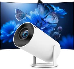 Mini Proyector 4K Soporte Portátil WiFi 6 BT 5.4 [App Integrada] Android 14 | 1080P Full HD Corrección Trapezoidal Automática, Compatible Móvi/PC/TV/HDMI/PS5, Rotación 180°, Visión Interior & Exterior