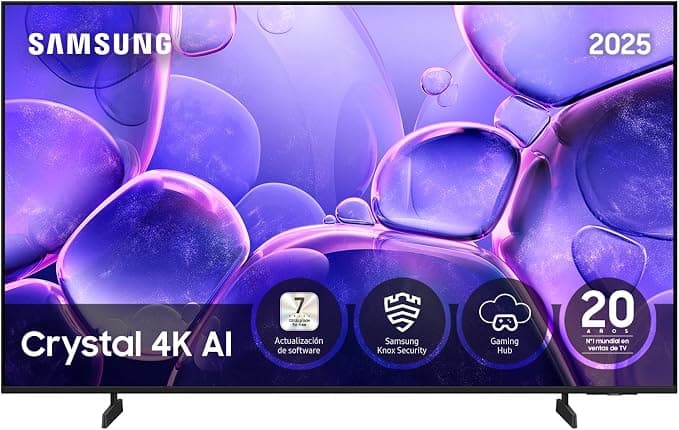 Samsung TV 50 Pulgadas Crystal UHD U8075F 4K Smart TV, Colores increíbles con Crystal Processor 4K, Escucha Todos los Altavoces con Q-Symphony, Datos protegidos Knox Security y Gaming Hub