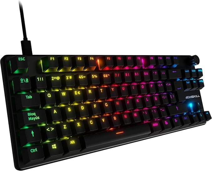 NEWSKILL Serike V2 TKL Teclado mecánico tenkeyless RGB con switches Hot-Swap lineales, Estructura de Aluminio y Layout español Negro