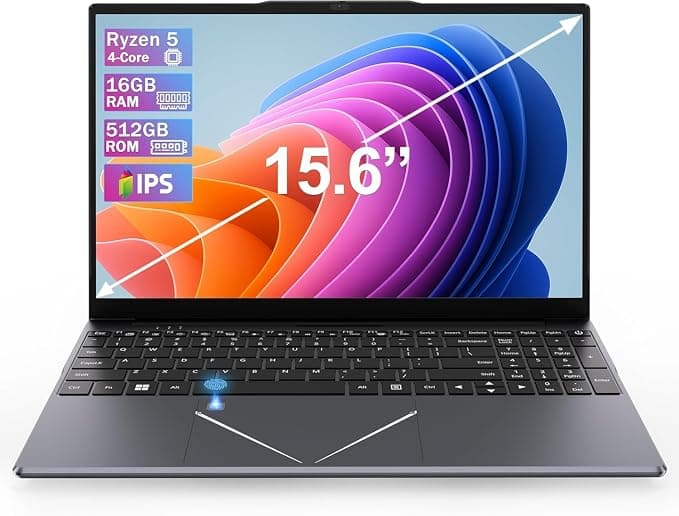 Ordenador portátil de 15,6" FHD IPS, Ryzen 5 3500U, 16GB RAM, 512GB SSD, RJ45, WiFi 2.4/5GHz, Bluetooth, teclado AZERTY con película de silicona, para oficina, estudio, juegos ligeros y uso diario