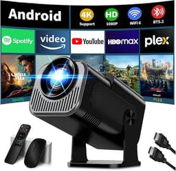 [App Integrada & 2026 Upgraded] Mini Proyector 4K 1080P Proyector Vídeo con WiFi 6 Bluetooth 5.2 Support Gira 270° Corrección Trapezoidal Automática para HDMI/TV Stick/PC/USB, Negro