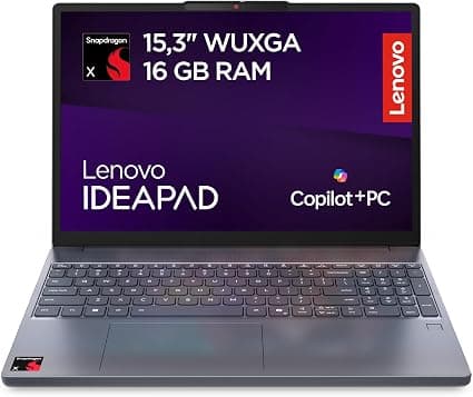 Lenovo IdeaPad Slim 3 Gen 10 – Ordenador Portátil IA Copilot+ PC 15.3'' WUXGA (Snapdragon X X1-26-100, GPU Qualcomm Adreno, 16 GB RAM, 512 GB SSD, Wi-Fi 6E, Win 11 Home) QWERTY Español - Gris Luna