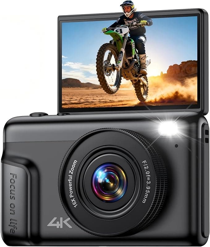 4K Digital Camara de Fotos Compacta: 64MP Profesional Video Cámara con 16X Zoom - Regalo para Principiantes Adultos - Baratas Vlog Camera Niño Niña(No Hay Tarjeta SD)