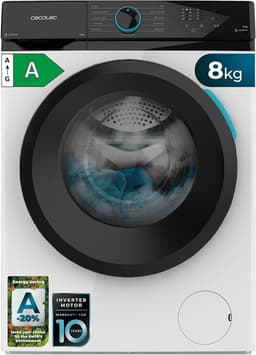 Cecotec Lavadora 8Kg Carga Frontal Bolero DressCode 8110 Inverter. 1200RPM, 11 Programas, Bajo Consumo, Motor Inverter Plus, Steam Max, Drum Clean, Programa Rápido 15', Delay Start y KidLock