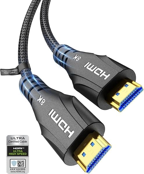 Cratree Cable HDMI 8K Ultra Alta Velocidad Cable HDMI,10K 8K 60Hz 4K 120Hz 48Gbps 2.1,Dolby Vision HDCP 2.3 eARC,Compatible con PS5 PS4 Pro HDTV Blu-ray Monitor 2 metros 1