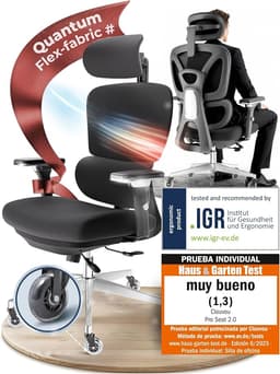 CLOUVOU ProSeat Silla ergonómica de escitório [GANADORA DE PUREBAS] | Silla de Oficina para Gamers Ajustable al 100%, giratoria, cómoda y Resistente hasta 150 kg | Ideal para Trabajo y Estudio