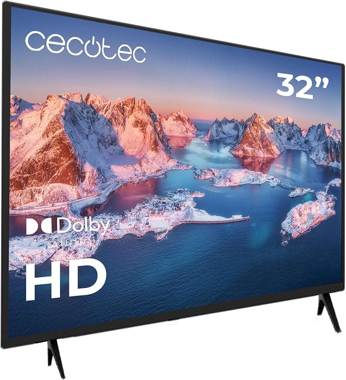 Cecotec TV, Televisor LED de 32Pulgadas 0 Series 0032S. Pantalla 32 Pulgadas, HD, Resolución de imágenes y Videos óptima, Sistema Dolby, Memoria Flash, Conectividad HDMI/USB, Mando a Distancia