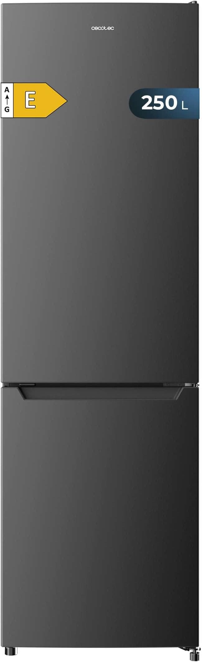 Cecotec Frigorífico Combi Bolero CoolMarket Combi 250 Dark E. Clase Energética E Frigorífico Combi Inox Oscuro 180X55Cm, 250L, No Frost, Multi Air Flow Y Cajón Humidity Box