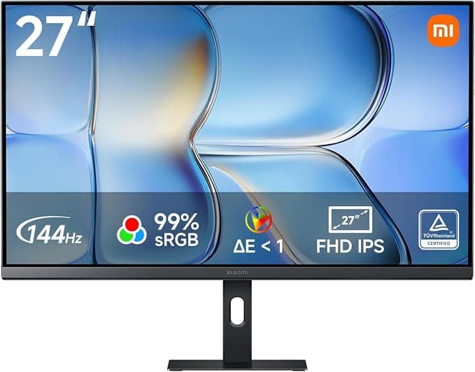 XIAOMI Monitor Gaming 27 Pulgadas, FHD 144Hz, Free Sync, IPS, P27FDA-RAGL | HDR10, 99% sRGB, △E < 1, Certificación TÜV Luz Azul Reducida (HDMI 2.0/DP 1.4)