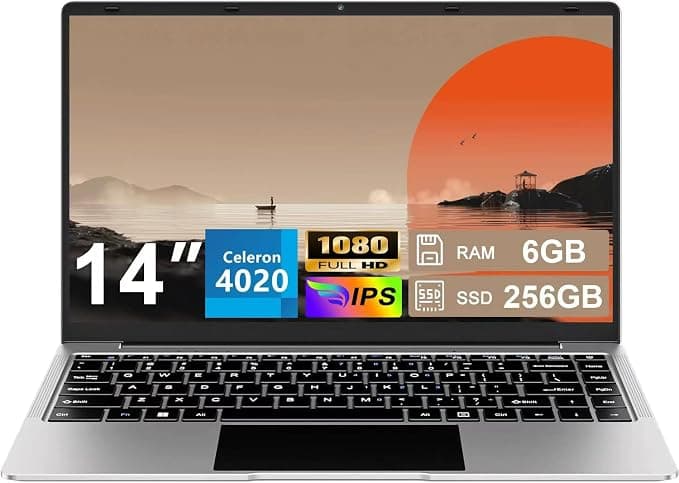 bvate 2026 Ordenador Portátil 14" Win11 6GB 256GB SSD Soporte 1TB SSD | Expansión Portátil 2.4G+5G WiFi BT 4.2 USB HDMI 1920x1080 FHD con Ratón Inalámbrico y Teclado Español Membrana - Plata