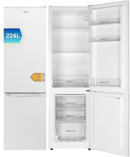 VOK Frigorífico Combi EVR-224DEW 224L, 170 cm Alto x 54.5 cm Ancho, Puerta Reversible, Bajo Nivel Sonoro 39 dB, Clase E, Cajón Verdulero, Blanco