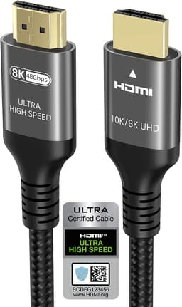 Ubluker 10K 8K 4K Cable HDMI 48Gbps 1.5M, Certificado Ultra Alta Velocidad HDMI® Cable 4K 240Hz 144Hz 8K60Hz 0.01ms HDR10+ ARC eARC HDCP2.3 R-oku TV PC Monitor Proyector PS5 Consolas de Juegos