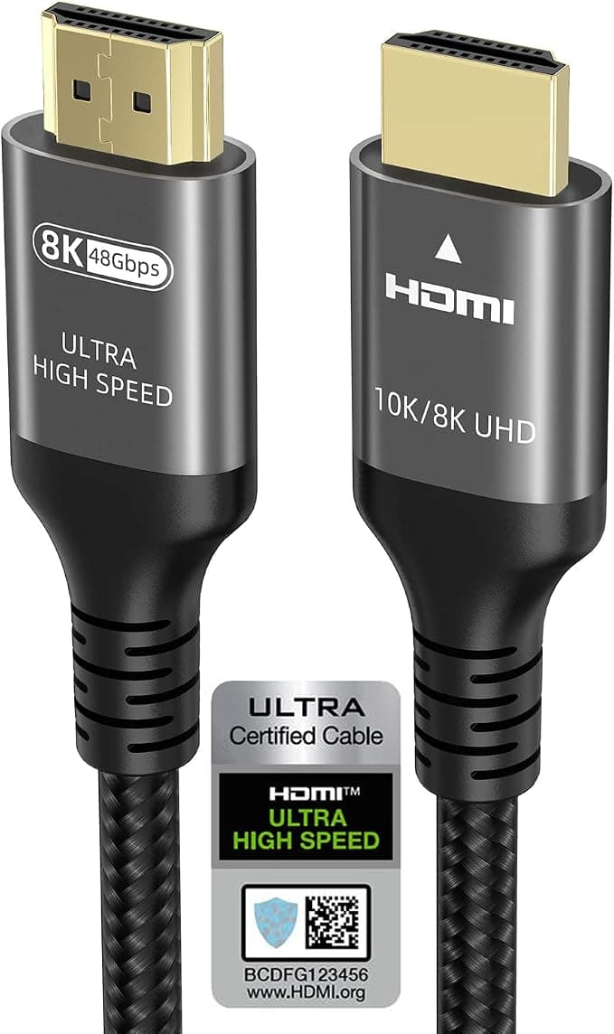Ubluker 10K 8K 4K Cable HDMI 48Gbps 1.5M, Certificado Ultra Alta Velocidad HDMI® Cable 4K 240Hz 144Hz 8K60Hz 0.01ms HDR10+ ARC eARC HDCP2.3 R-oku TV PC Monitor Proyector PS5 Consolas de Juegos
