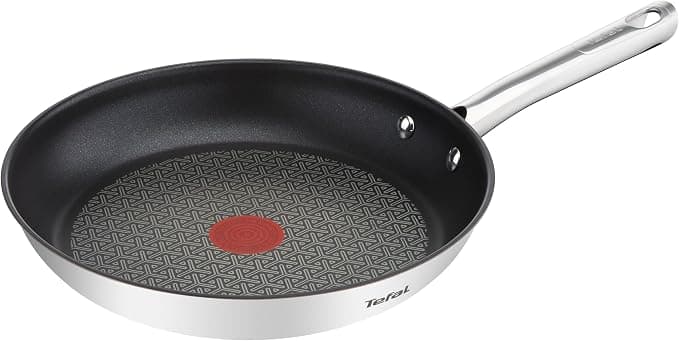 Tefal Duetto - Sartén 28 cm, Acero inoxidable | Sartén 28 cm, Revestimiento antiadherente, Apto inducción, Thermo-Spot, Mango robusto