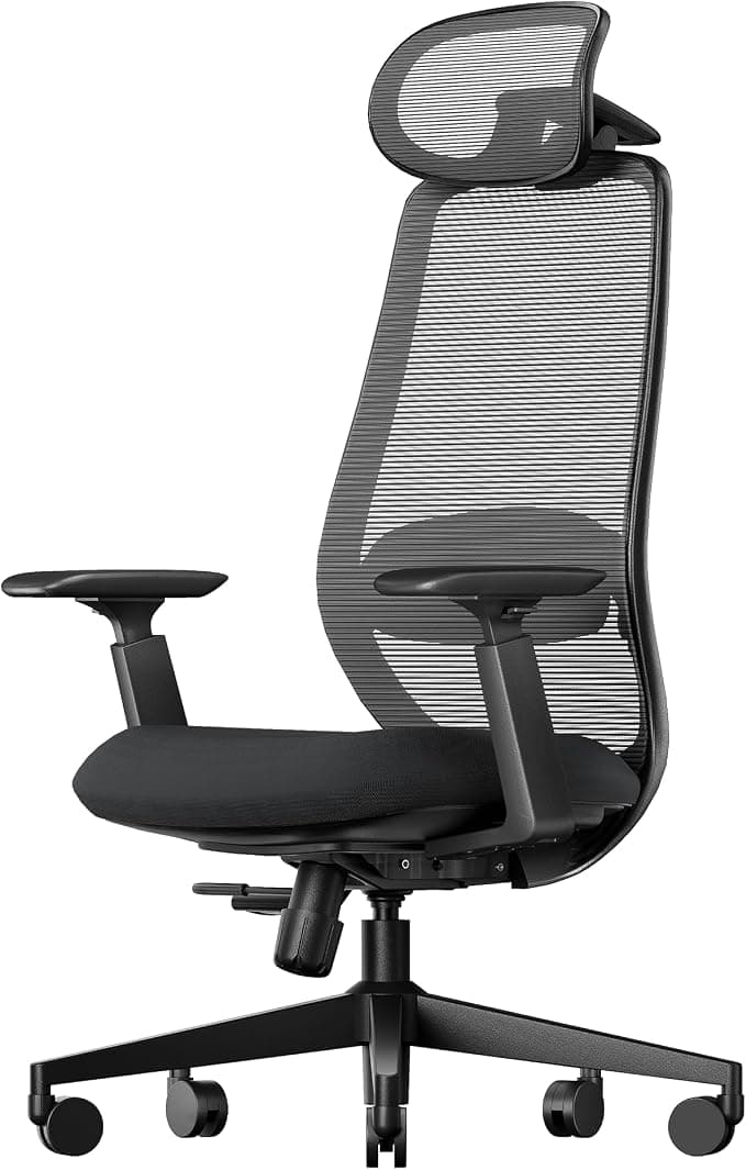 ProtoArc EC200 Silla de Oficina Ergonómica con Asiento Deslizante, Negro | Silla Escritorio Soporte Lumbar Ajustable en Altura y Profundidad, Reposacabezas 3D, Espuma 55D, Giratoria, Malla, Hogar