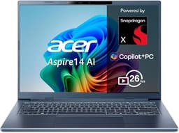 Acer Aspire 14 AI Copilot+ PC, Portátil 14", X1-26100, 16GB RAM, 512GB SSD | Snapdragon X1-26100, Windows 11 Home, Teclado QWERTY Español, Ligero y Rápido para Estudio y Trabajo