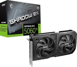 MSI GeForce RTX 5060 Ti 16G Shadow 2X OC Plus - Tarjeta gráfica RTX 5060 Ti, 16GB GDDR7, 28 Gbps/128-bit, PCIe 5.0, Diseño de Doble Ventilador Stormforce Fan, HDMI 2.1b