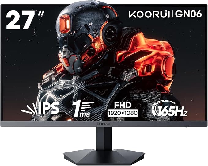 KOORUI Monitor 27 Pulgadas,Monitor Gaming 165Hz, Pantalla Ordenador IPS, FHD1920×1080, 1ms GTG, Adaptive Sync,90% DCI-P3, HDMI, DisplayPort, VESA 75 * 75mm