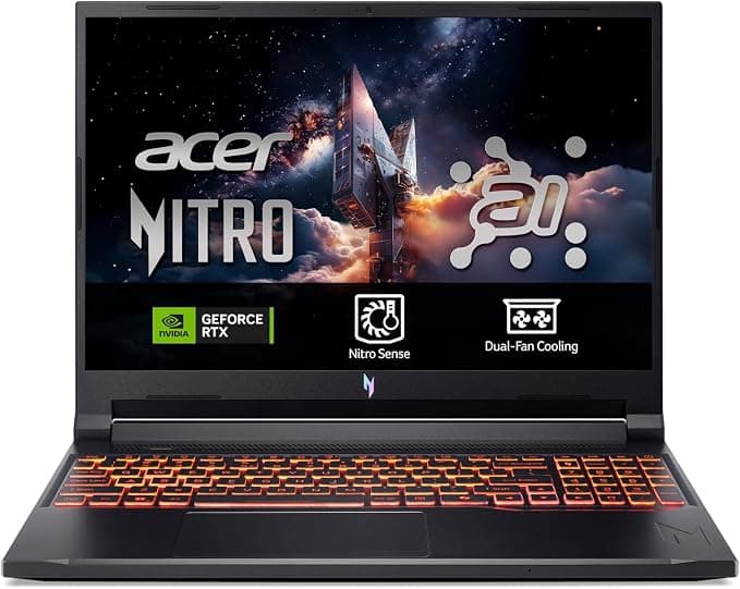 Acer Nitro V 16 AI ANV16-42, Ordenador Portátil Gaming 16", WUXGA IPS (AMD Ryzen 7 260, 16 GB RAM, 512 GB SSD, NVIDIA GeForce RTX 5050, Sin Sistema Operativo) Negro, Teclado QWERTY Español
